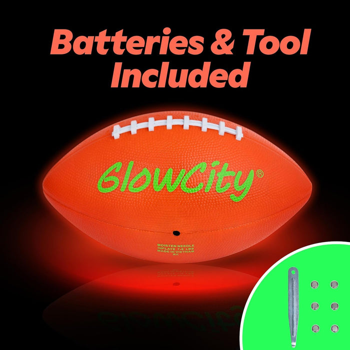 GlowCity Glow in The Dark Football - Size 3 Light Up LED Ball for Kids Ages 8-12 - Cool Sports Gift for Night Outdoor Games - Birthday Gifts Ideas for Kids & Teen Boys Ages 6 7 8 9 10 11 12 Toys Stuff