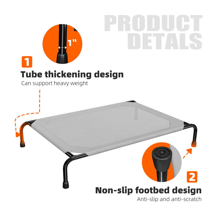 Simple Trending Raised Dog Bed for Large Dogs, Waterproof XL Dog Cot, Outdoor Cooling Elevated Pet Bed Load 200lb, 47.75" x 30.5", Grey