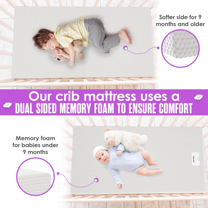 Sleepah 5.5 Crib Toddler Bed Mattress Dual Sided Cooling Memory Foam Waterproof Washable Breathable Soft Cotton Fabric CertiPUR Firm Baby