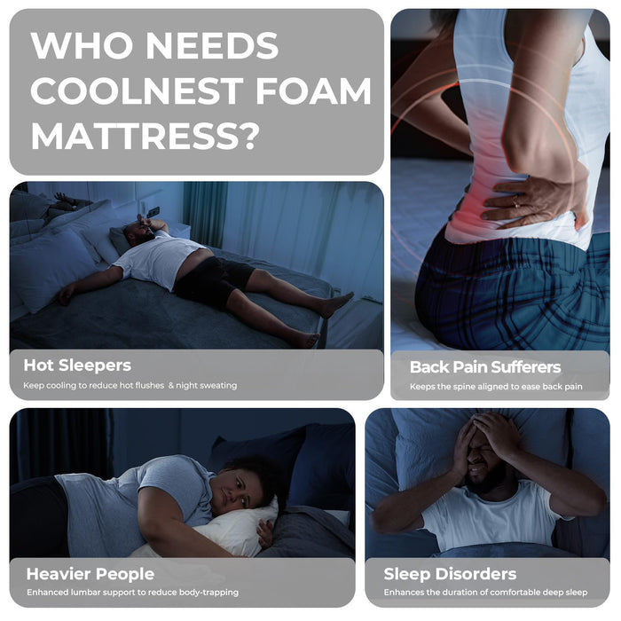 Sweetnight CoolNest Queen Mattress, 14 inch Cooling Gel Queen Size Memory Foam Mattress for Cool Night Sleep, 5-Zone Ergo Support for Pressure Relief, Medium Firm, CertiPUR-US Certified