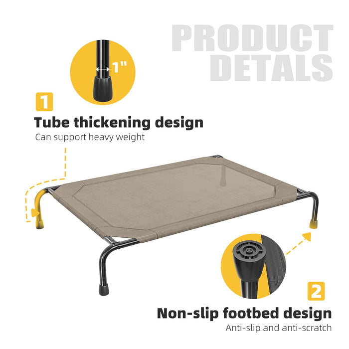 Simple Trending Raised Bed for Extra Large Dog, Waterproof XL Pet Cot, Breathable Big Bed Load 400lb, Brown