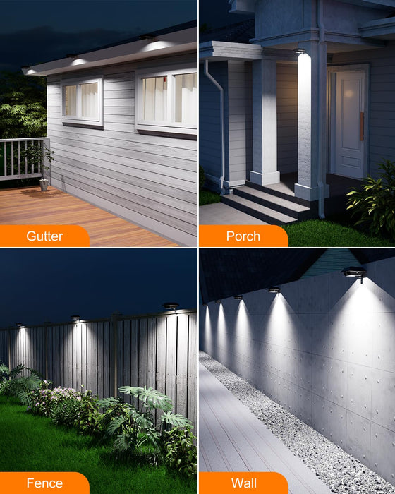 GVSHINE Solar Powered Gutter Lights Outdoor Waterproof 12 LED Clip On Gutters Light for Rainspout, Fence, Rail, Wall, Deck, Garden, Yard, Walkway, House Patio, Pool (Cool White, 8 Pack)