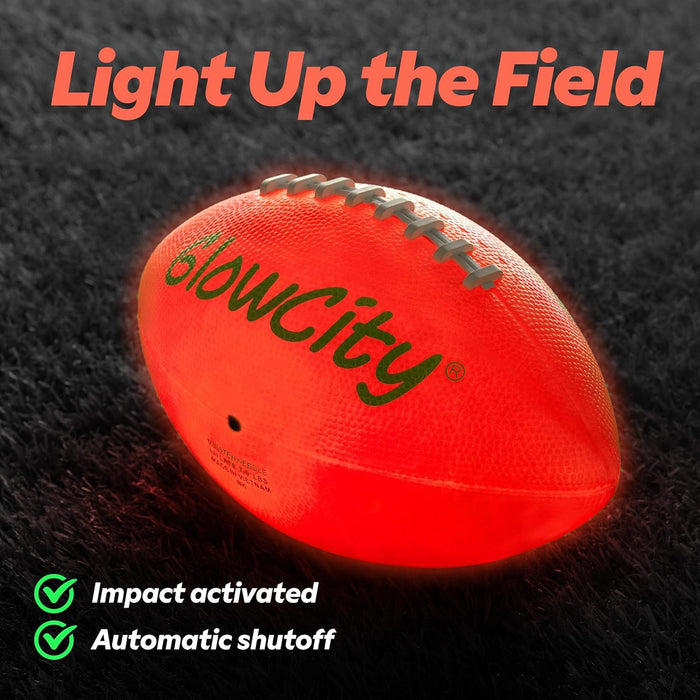 GlowCity Glow in The Dark Football - Size 3 Light Up LED Ball for Kids Ages 8-12 - Cool Sports Gift for Night Outdoor Games - Birthday Gifts Ideas for Kids & Teen Boys Ages 6 7 8 9 10 11 12 Toys Stuff