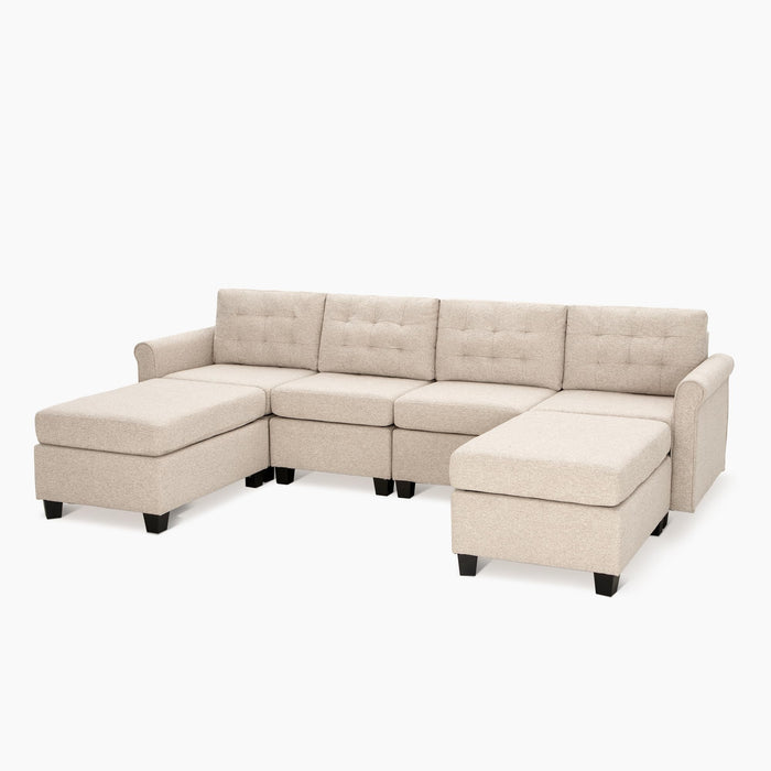 PHI VILLA Convertible Sectional Sofa for Living Room - Modular Sectional Sofa Couch with Seats Storage/Movable Ottoman