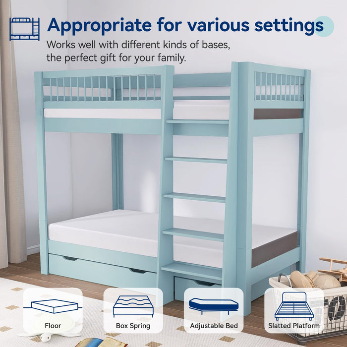 Amazon Basics Memory Foam Mattress, Soft Plush Feel, Breathable, 6 Inch, Twin, White/Grey