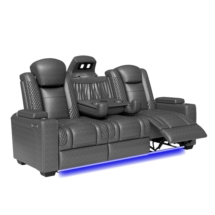 Jocisland Home Theater Seating Seats, Dual Motor Movie Loveseat Recliner Chair with USB Wireless Charging, Theatre Reclining Sofa for Media Room w/Electric Headrest, Ambient Lighting, Fold Down Table