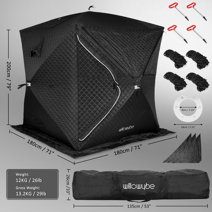 WILLOWYBE Portable Outdoor Sauna Set with Sauna Tent, Sauna Wood Stove for Dry Sauna, Cooking for Family and Friends