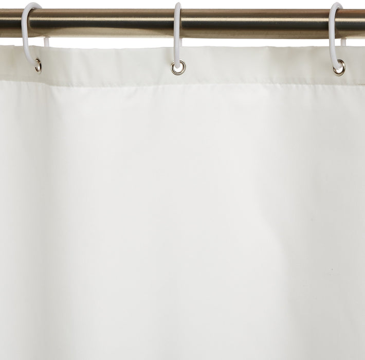 Amazon Basics Bathroom Shower Curtain, Water Repellent Fabric with Weighted Hem, Grommets & Hooks, Machine Washable, 72"x72", White
