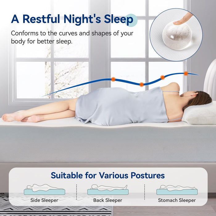 Amazon Basics Memory Foam Mattress, Medium Firm, 12 Inch, Full, White/Grey