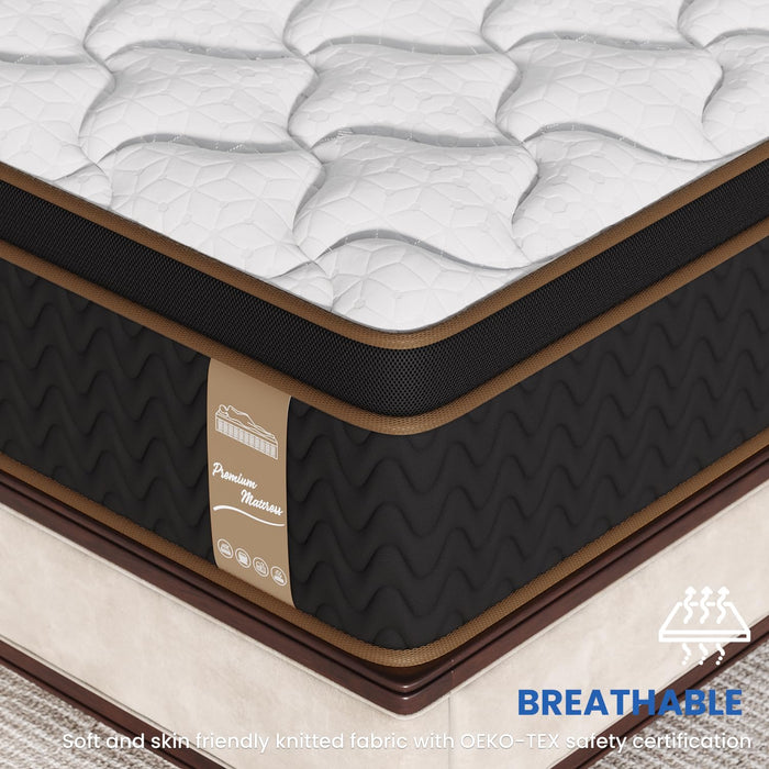 Queen Mattress, 12-Inch Deluxe Hybrid Mattresses, Fiberglass-Free Memory Foam Mattress in a Box, Individual Pocket Spring-Motion Isolation-Medium Firm-Extra Edge Support,365 Nights Trial,CertiPUR-US