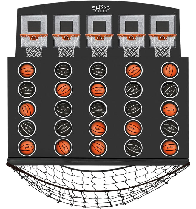 Swooc Games - Low Post Lineup | Wall Mounted Giant Basketball 4 in A Row w/ 5+ Games | Basketball Hoop for Room Wall Games | Game Room Games | Mini Basketball Hoop Indoor Connect | Four in A Row Game