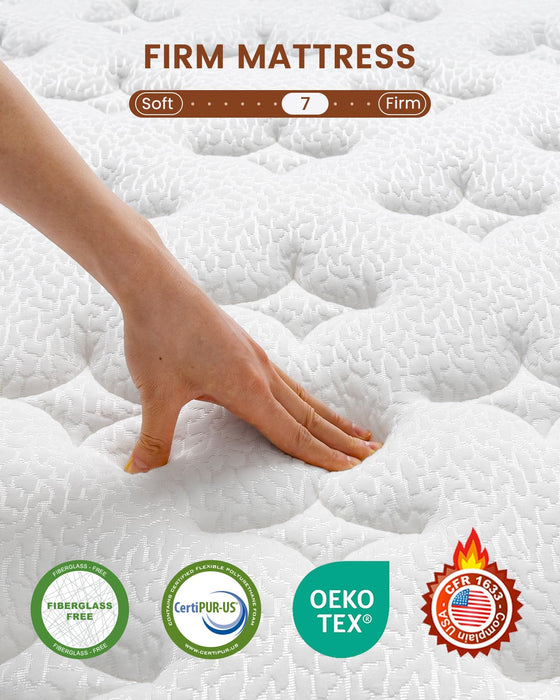BedStory Mattress Queen 12 Inch - Firm Hybrid Mattress for Back Pain Relief - Orthopedic Spine Alignment and Motion Isolation - 2.0mm Advanced Pocket Springs, Fiberglass-Free, CertiPUR-US Certified