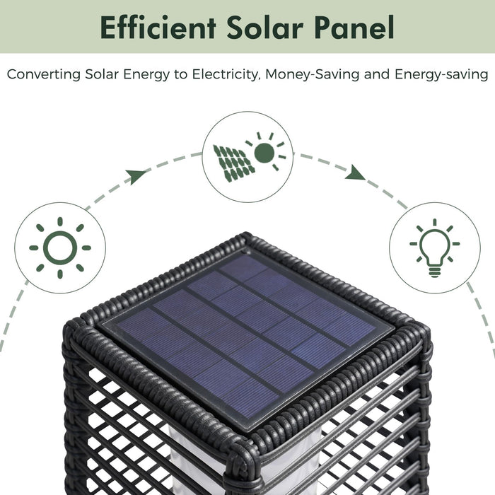 Grand patio Outdoor Floor Lamp Solar Powered Lantern Waterproof Wicker Boho Deck Lights for Garden Porch Decor, Large Crossover