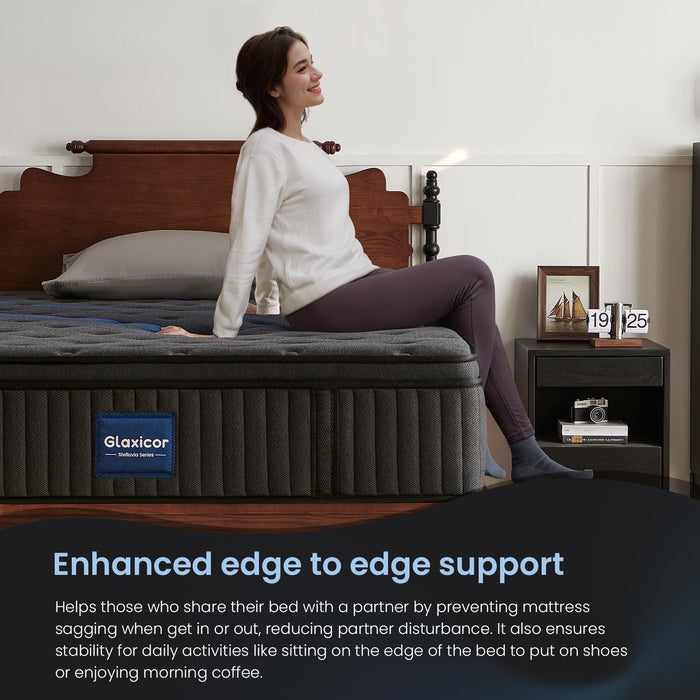 Glaxicor Twin XL Mattress, 12 Inch Gel Memory Foam Hybrid Mattresses with Moisture-Wicking Cover, Fiberglass Free, No Motion Isolation & Responsive Support, Luxury Single Mattress