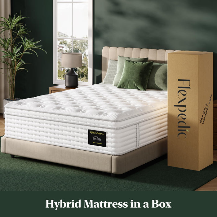 Queen Mattress, 12-Inch Luxury Hybrid Mattress, Fiberglass-Free Mattress in a Box with Gel-infused Memory Foam, Individual Pocket Spring for Motion Isolation-Edge Support,CertiPUR-US,10-Year Warranty