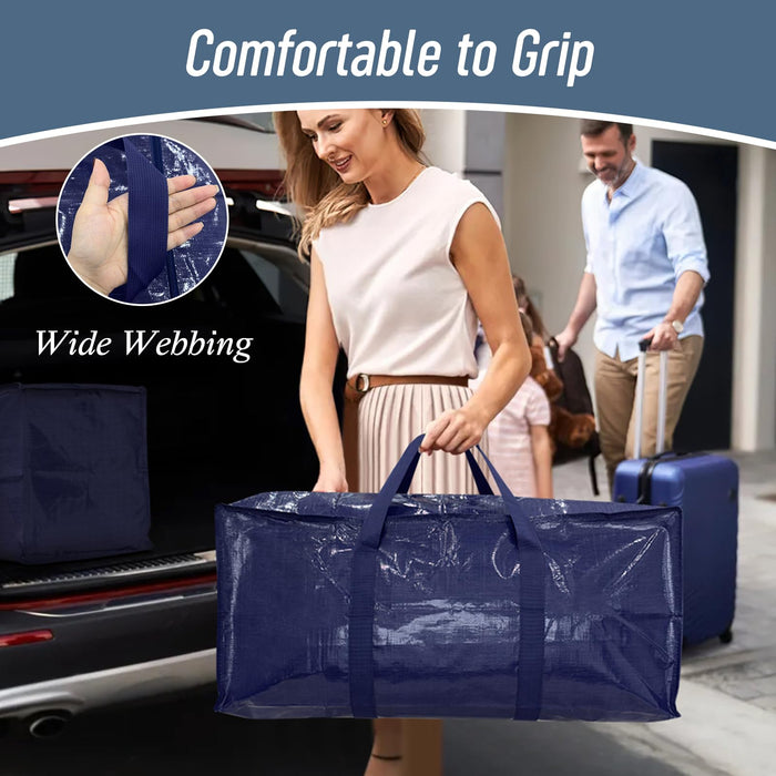 6 Pack Extra Heavy Duty Large Moving Bags with Strong Zipper, Dark Blue