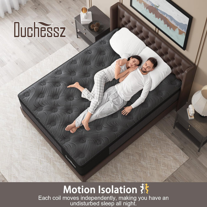 Duchessz Queen Mattress, 10 Inch Hybrid Mattress Black with Gel Memory Foam and Individually Pocket Innerspring Euro Top Mattress Medium Firm for Motion Isolation, Edge Support, 100 Night Trial