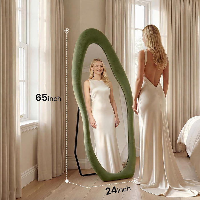 ZHUNFA Full Length Mirror, 65×24 Mirror Full Length Wrapped in Flannel