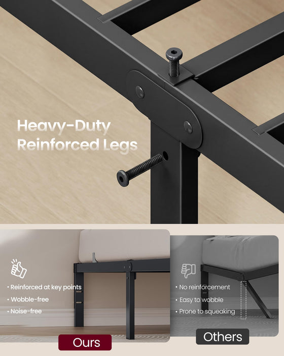 VASAGLE King Metal Bed Frame 18 Inches Tall, 1100 lb Weight Capacity, No Box Spring Needed, with Under-Bed Storage, Easy Setup, Heavy-Duty Platform Bed, Mattress Retainers, Matte Black URMB674BD02S