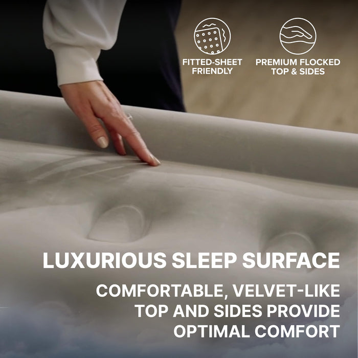 SLEEPLUX Dream Luxury 20" Queen Air Mattress with Built-in AlwayzAire Dual Pump, True-to-Size Raised Inflatable Mattress, Blow Up Bed with Ultra-Soft Flocked Top and Sides, 1-Year Warranty
