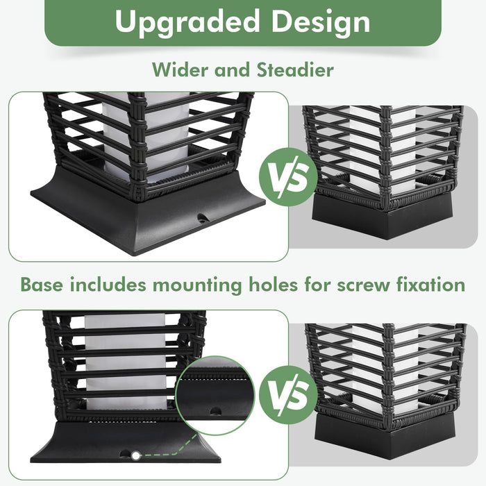 Grand patio Outdoor Floor Lamp Solar Powered Lantern Waterproof Wicker Boho Deck Lights for Garden Porch Decor, Large Crossover