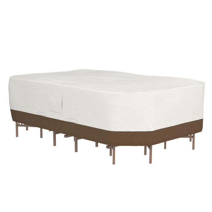 Amazon Basics Outdoor Patio Furniture Cover, Waterproof, UV Resistant, Weather Protection with Secure Straps, Large, Beige/Tan, 110" x 84"