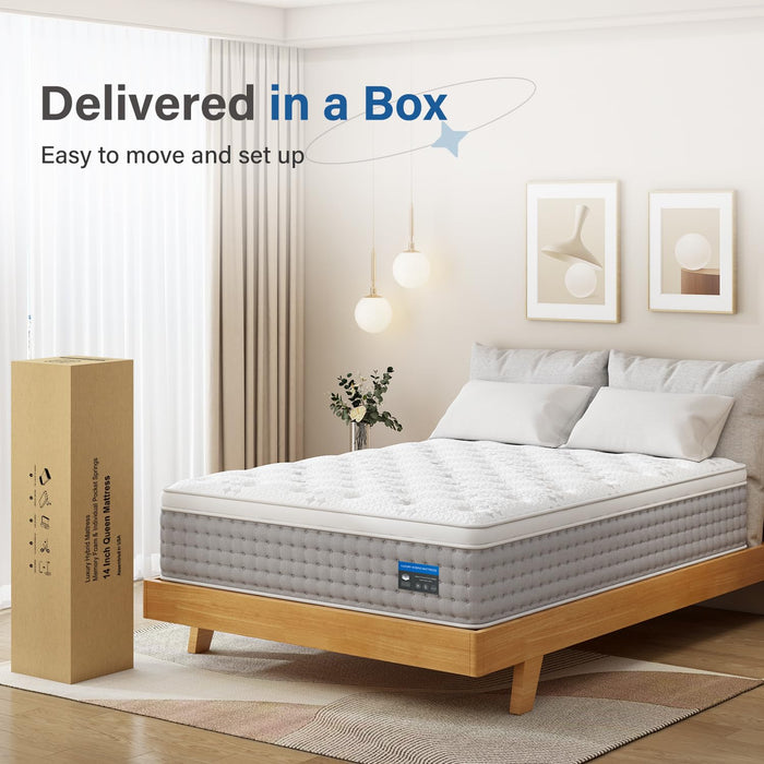 BedStory 14 Inch Queen Size Hybrid Mattress - Memory Foam & Pocket Spring Luxury Mattress - Medium Plush & Motion Isolation Bed Mattress in a Box - Fiberglass Free CertiPUR-US Certified 60x80 Inch