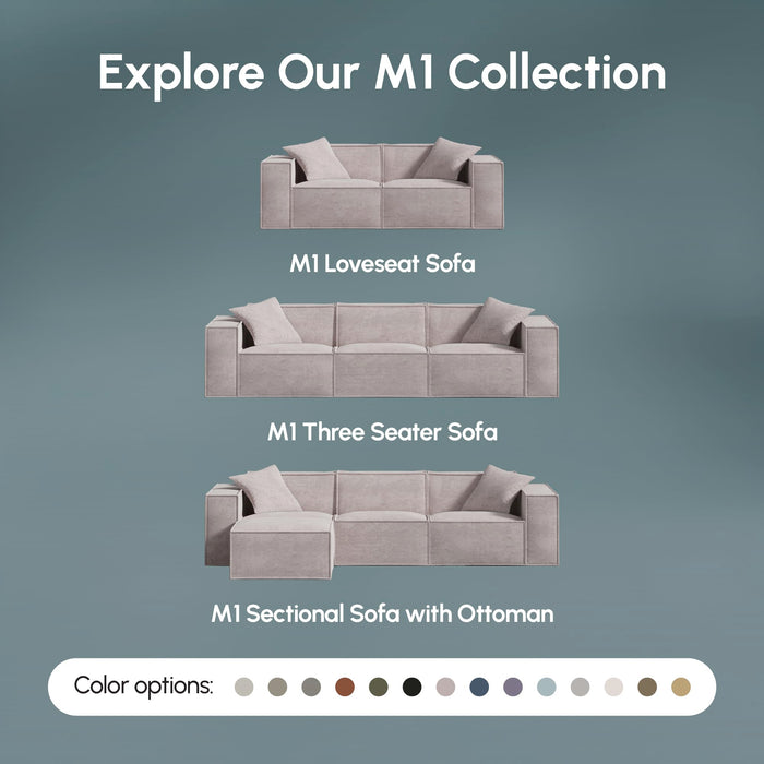 ROVE LAB Love Seat Sofa in a Box, No Assembly, Deep Seat and Comfy, Modular Sofa, Spill-Proof Fabric, Modern Small Couch for Living Room Loveseats, Bedroom, Apartment, Home Office (Hydrogen Blue)