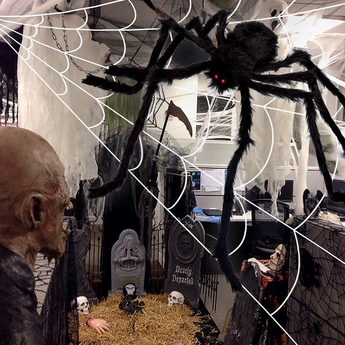 OCATO 200" Halloween Decorations Spider Web Outdoor +59" Giant Spider Décor