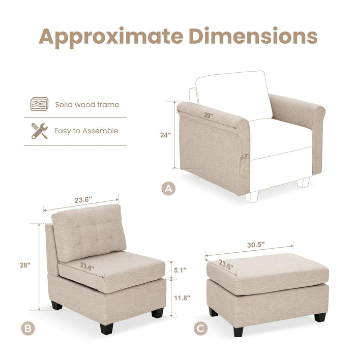 PHI VILLA Convertible Sectional Sofa for Living Room - Modular Sectional Sofa Couch with Seats Storage/Movable Ottoman