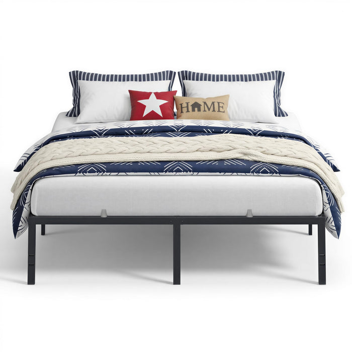 VASAGLE King Metal Bed Frame 18 Inches Tall, 1100 lb Weight Capacity, No Box Spring Needed, with Under-Bed Storage, Easy Setup, Heavy-Duty Platform Bed, Mattress Retainers, Matte Black URMB674BD02S