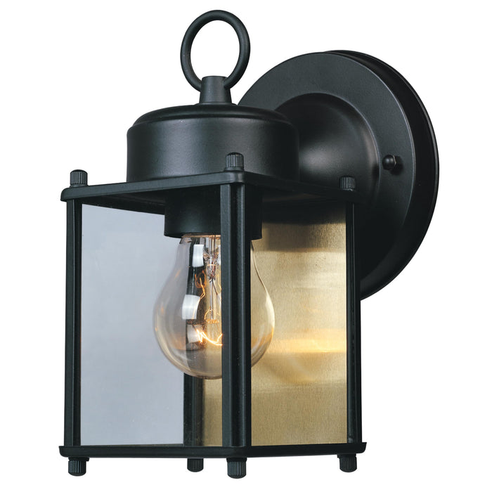 DESIGNERS FOUNTAIN Preston Outdoor Light Fixture, 8 Inch, Exterior Wall Mount Lantern Sconce, Clear Glass Porch Lights for Front Door, Patio, and House Garage, Black, 1161-BK