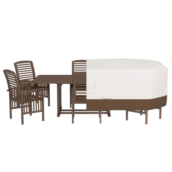 Amazon Basics Outdoor Patio Furniture Cover, Waterproof, UV Resistant, Weather Protection with Secure Straps, Large, Beige/Tan, 110" x 84"