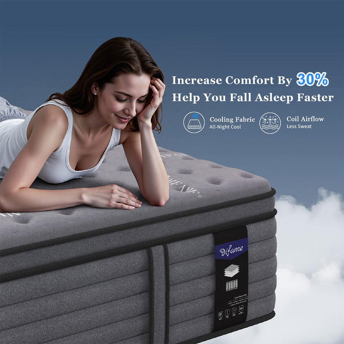 Twin Mattress 10 Inch, Hotel Luxury Hybrid Twin Size Mattress In A Box, Extra Enhanced Support, Relieve Back & Waist Pain, Cooling Sleep, Fiberglass-Free, CertiPUR-US, 365-Night Trial, Medium Firm