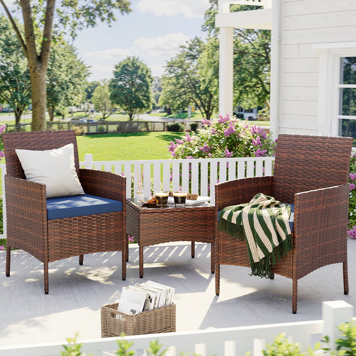ELPOSUN 3 Piece Outdoor Patio Furniture Set Bistro Set with Coffee Tab