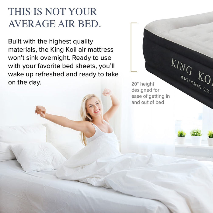 King Koil Pillow Top Plush Queen Air Mattress With Built in High Speed