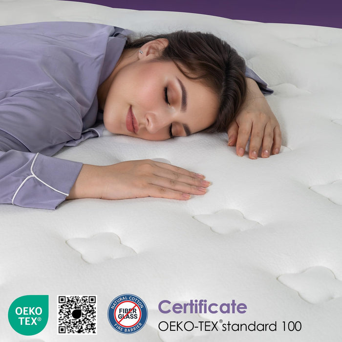 Queen Mattress, 12 Inch Hybrid Mattress in a Box, 5-zone Support for Back Pain Relief, Edge Retention, Medium Firm Blends Cooling-Memory Foam & Deluxe 2.0mm Pocket Spring, 365 Night Trial, CertiPUR-US