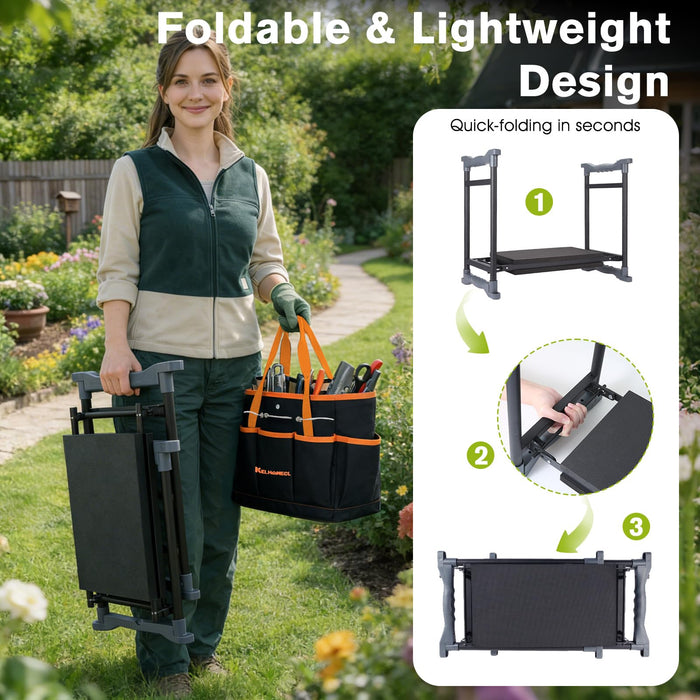 Garden Kneeler and Seat with Umbrella,Heavy Duty Gardening Bench and Stool