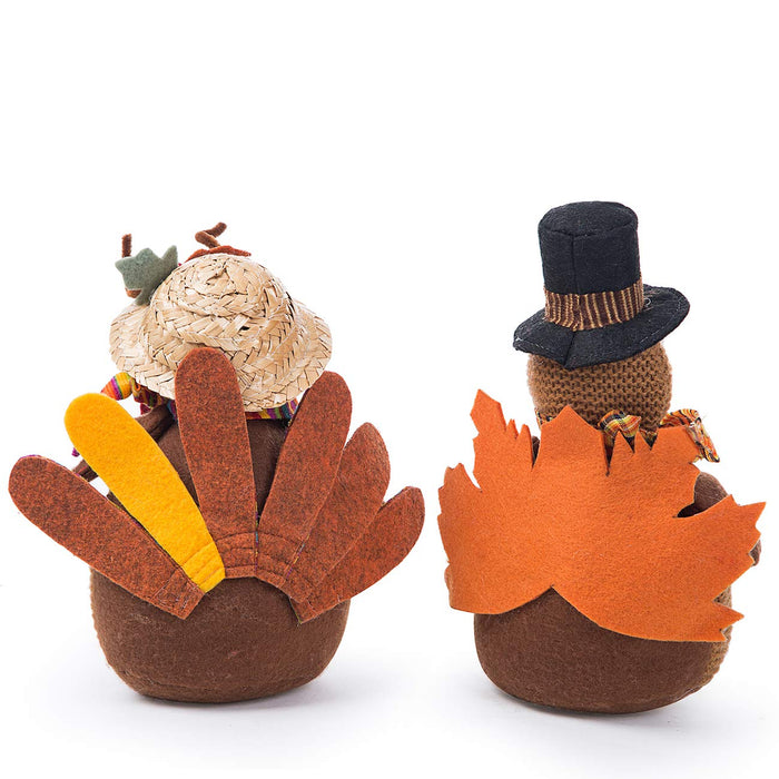 Ogrmar 2 Pack Stuffed Turkey Couple Doll Thanksgiving Table Decoration