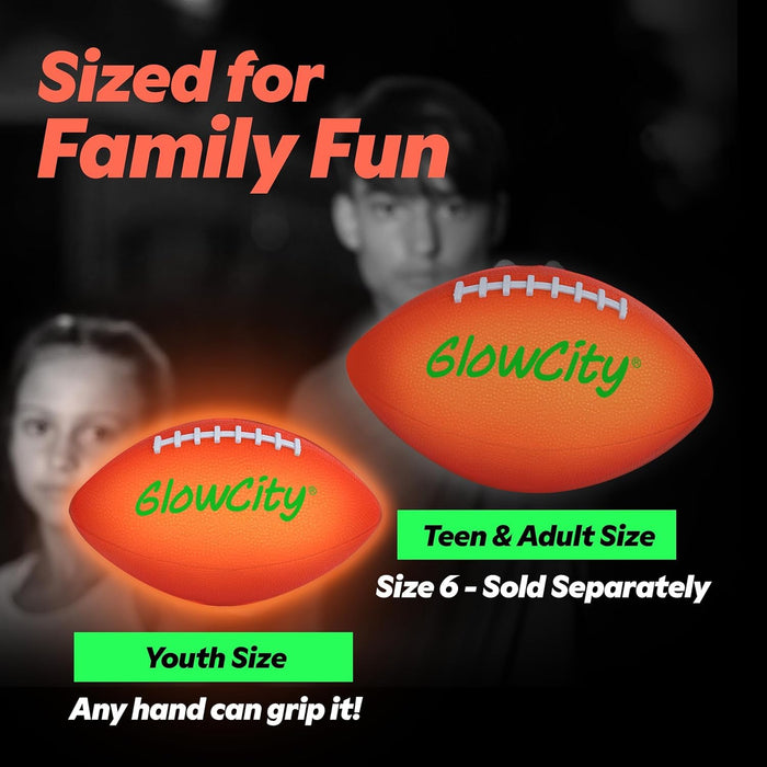 GlowCity Glow in The Dark Football - Size 3 Light Up LED Ball for Kids Ages 8-12 - Cool Sports Gift for Night Outdoor Games - Birthday Gifts Ideas for Kids & Teen Boys Ages 6 7 8 9 10 11 12 Toys Stuff
