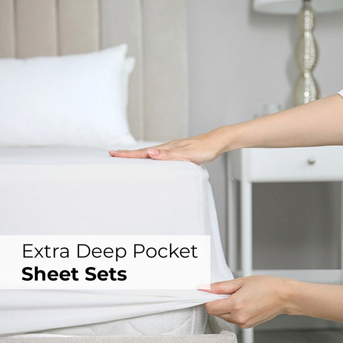 Extra Deep Queen Sheet Set - 6 Piece Breathable & Cooling Sheets - Hotel Luxury Bed Sheets Set - Easy & Secure Fit - Soft, Wrinkle Free & Comfy Sheets Set - White Sheet Set w/Extra Deep Pockets