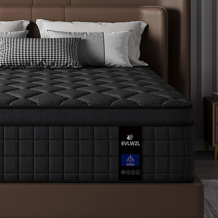 EVLWZL 12 Inch Queen Mattress, Medium Firm Hybrid Queen Mattresses, Memory Foam Mattress in a Box with Individually Wrapped Pocket Springs, Reinforced Edge Support, Pressure Relief, Motion Isolation