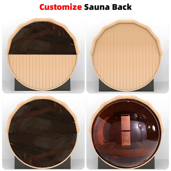 Benovo Customize Outdoor Barrel Sauna with Porch,Wood Burning Stove or Electric Stove,4-8 Person DIY Wooden Sauna Kit