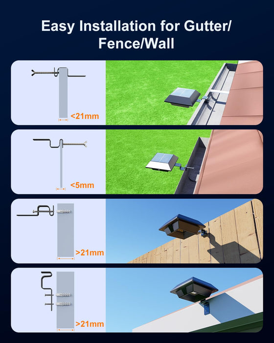 GVSHINE Solar Powered Gutter Lights Outdoor Waterproof 12 LED Clip On Gutters Light for Rainspout, Fence, Rail, Wall, Deck, Garden, Yard, Walkway, House Patio, Pool (Cool White, 8 Pack)