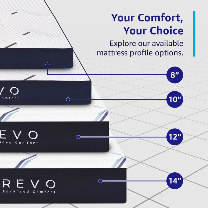 REVO Sleep 14-inch Queen Gel Memory Foam Mattress - Cooling Queen Mattress with Superior Comfort and Posture Support