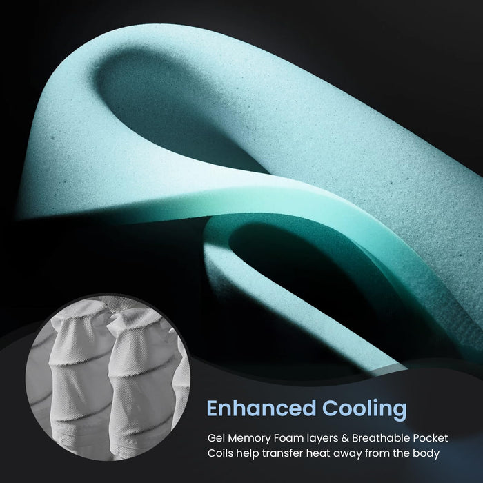 Glaxicor Twin XL Mattress, 12 Inch Gel Memory Foam Hybrid Mattresses with Moisture-Wicking Cover, Fiberglass Free, No Motion Isolation & Responsive Support, Luxury Single Mattress