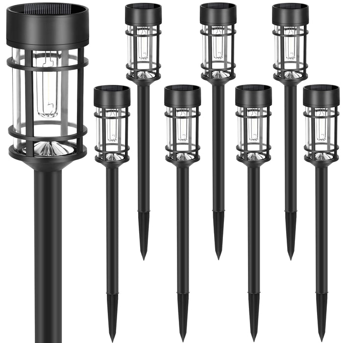 Mancra Solar Pathway Lights, 8 Pack LED Solar Lights Outdoor Waterproof, Glass Metal Garden Lighting for Yard Path Landscape Lawn Walkway Driveway, 3000K