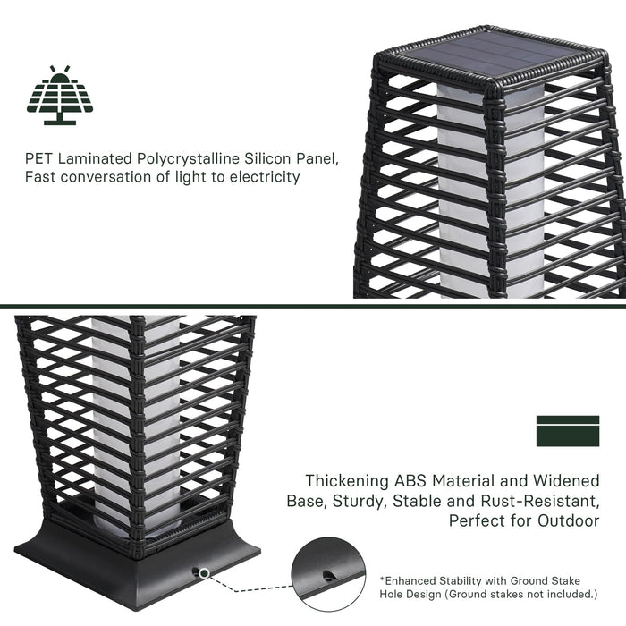 Grand patio Outdoor Floor Lamp Solar Powered Lantern Waterproof Wicker Boho Deck Lights for Garden Porch Decor, Large Crossover