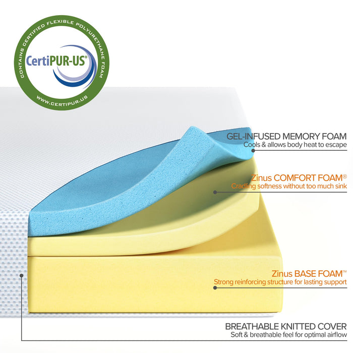 ZINUS 8 Inch Green Tea Cooling Gel Memory Foam Mattress / Cooling Gel Foam / Pressure Relieving / CertiPUR-US Certified / Bed-in-a-Box, Full, White