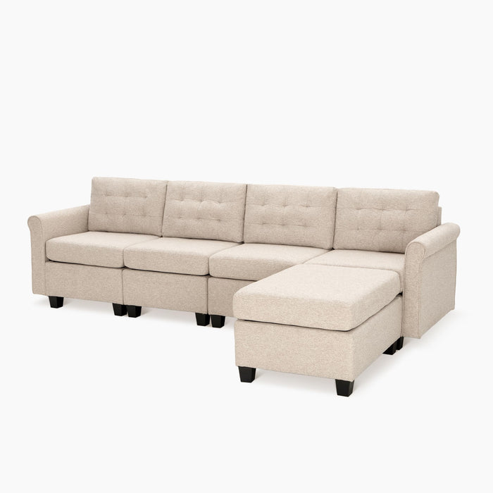 PHI VILLA Convertible Sectional Sofa for Living Room - Modular Sectional Sofa Couch with Seats Storage/Movable Ottoman